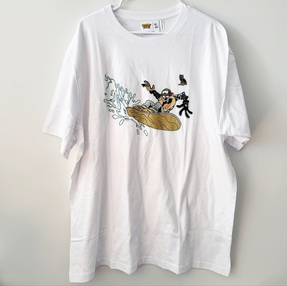 OVO x Loonie Tunes Collab Tasmanian Snowboard White T-shirt Men XXXL - Picture 1 of 5